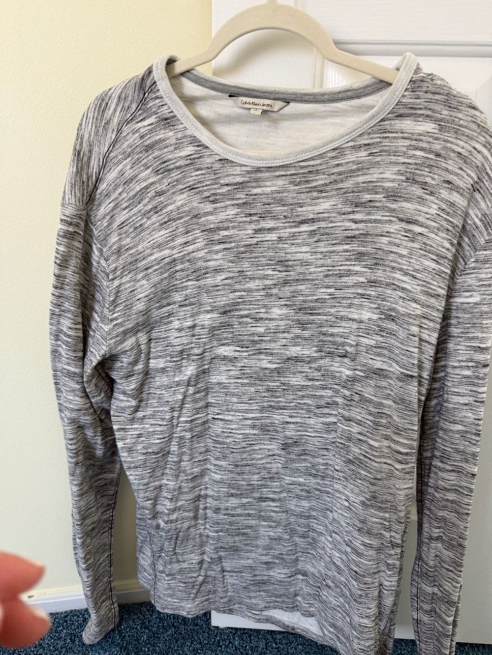 Calvin Klein Jeans Gray Marled Long Sleeve Tee